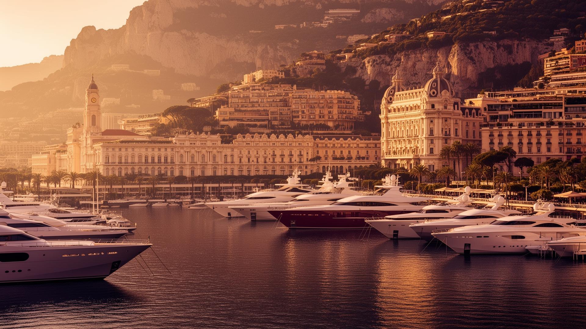 Monaco harbor at golden hour
